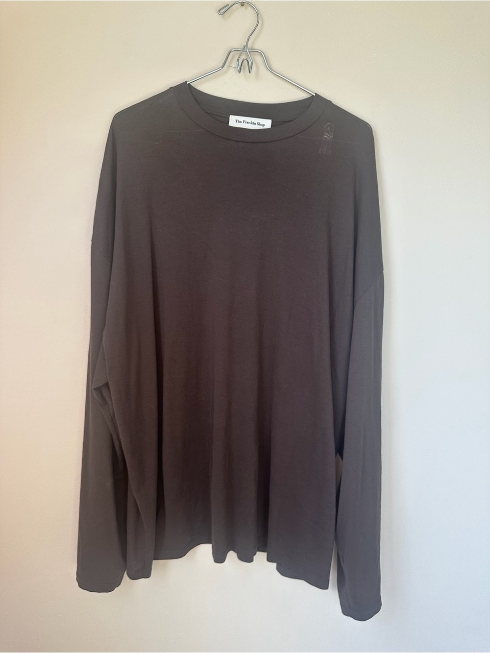 The Frankie Shop Rio oversized Long-Sleeve Crewneck Tee - Brown